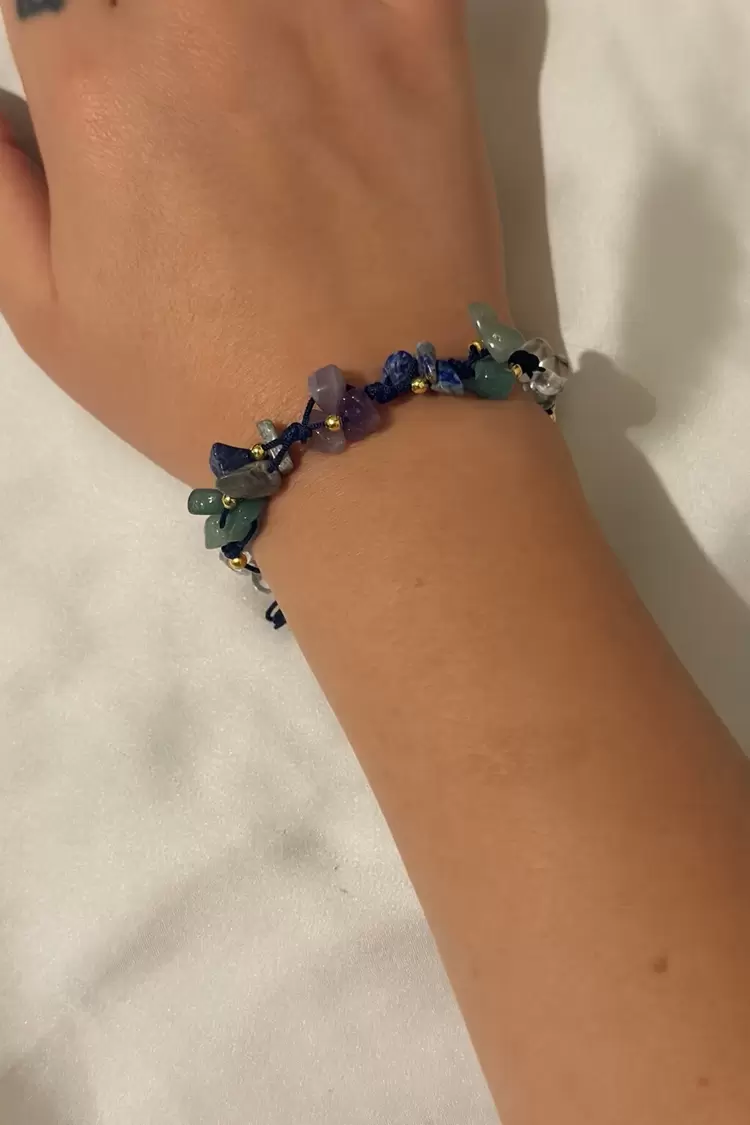 Kova Burcu Gerçek Doğal Taş Örme Bileklik – Aventurin, Ametist, Lapis Lazuli, Kristal Kuvars