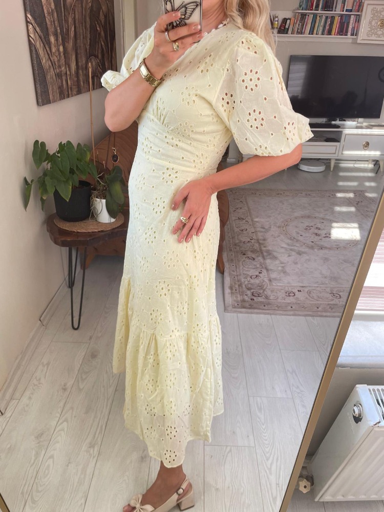 Açık Sarı Fisto Prenses Elbisesi
