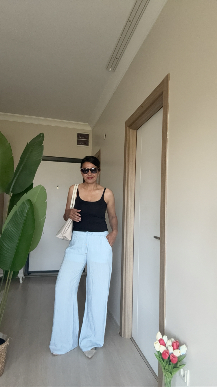 Bel lastikli İç Astarlı pantolon Bebe Mavi