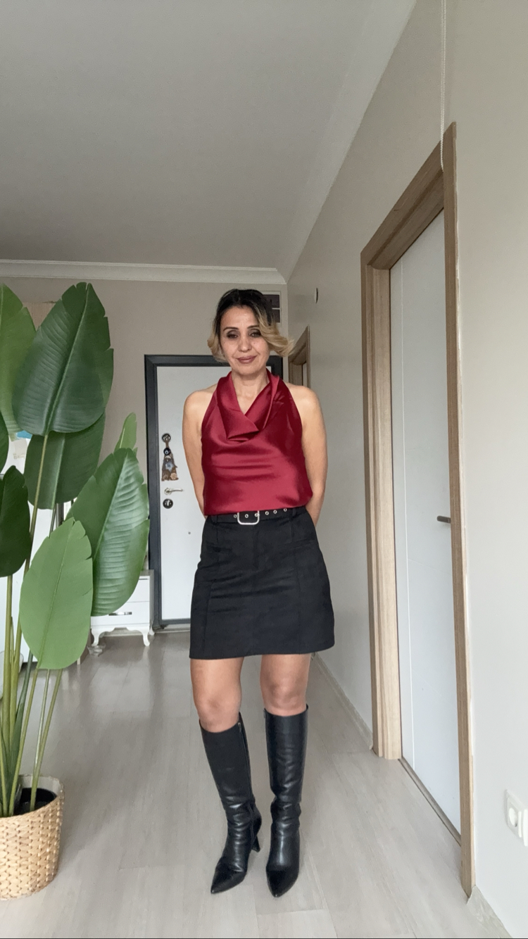 Degaje Yaka Saten buluz 