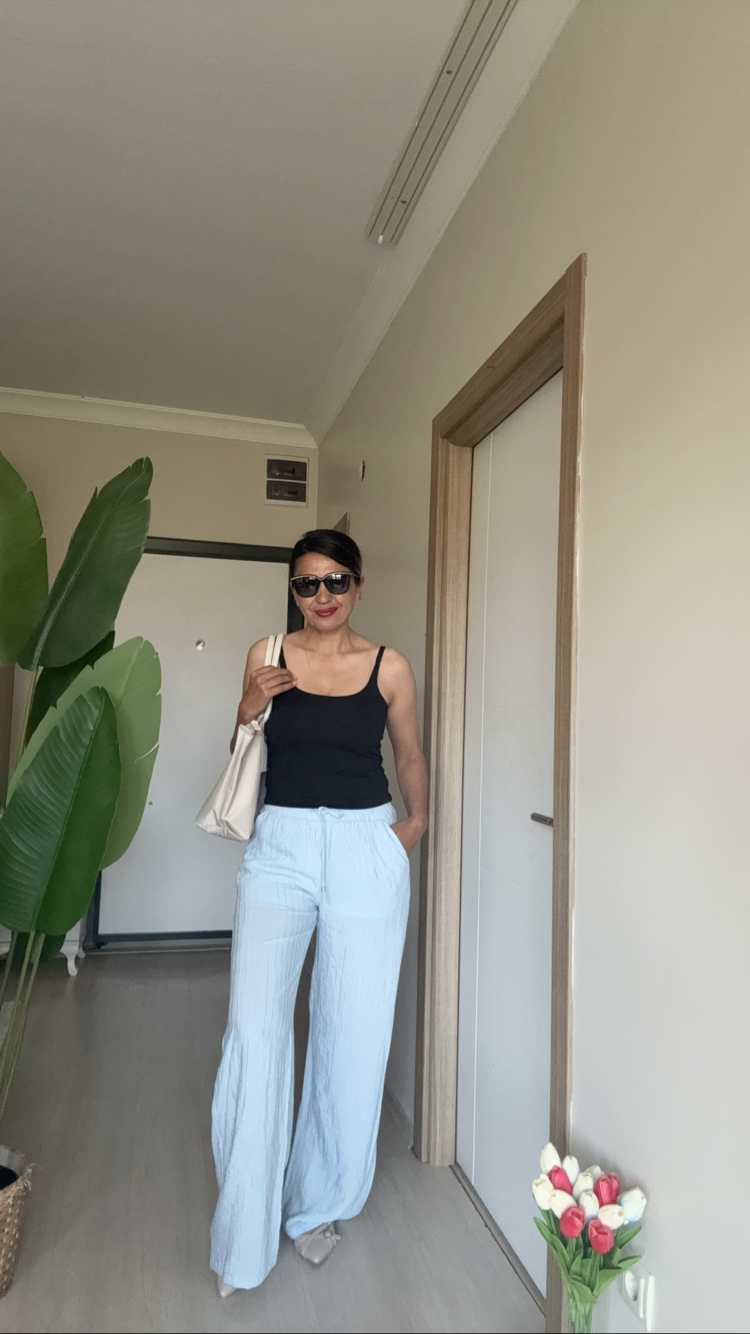 Bel lastikli İç Astarlı pantolon Bebe Mavi