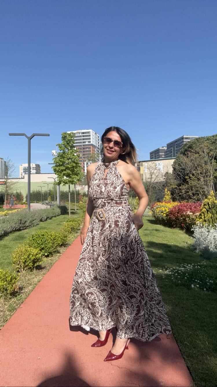 İkili Crop Etek Desenli Takım