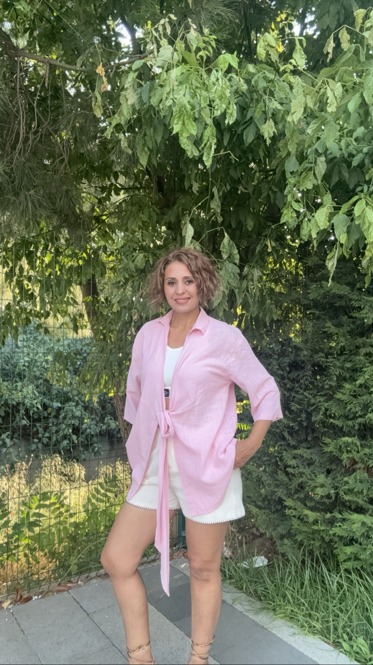 Kimona Gömlek Açık Pembe