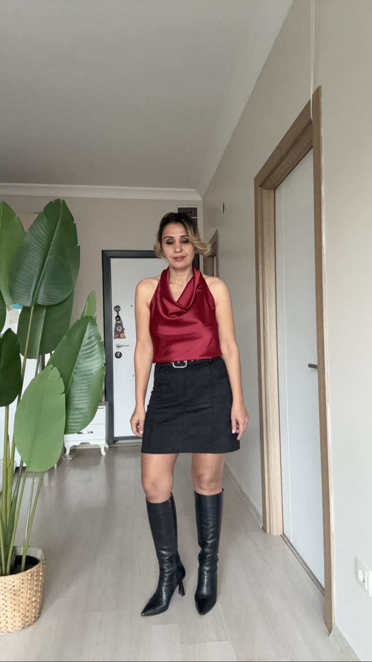 Degaje Yaka Saten buluz 