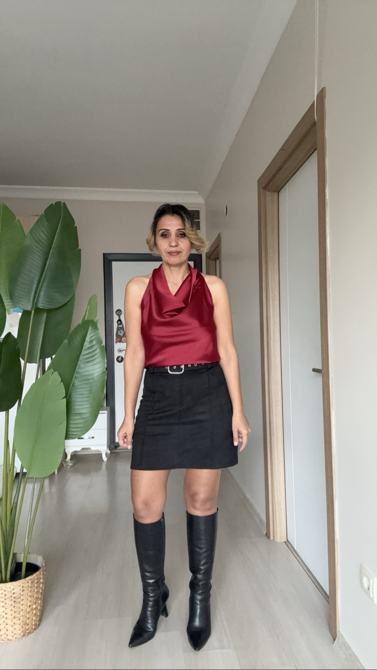 Degaje Yaka Saten buluz 