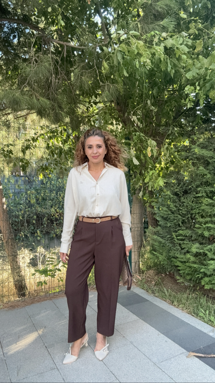 Kemerli Havuç Pantolon Acıkahve