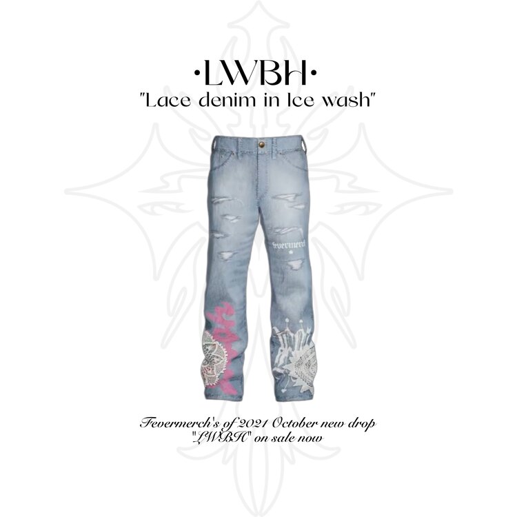 “LWBH” Lace denim in Ice wash
