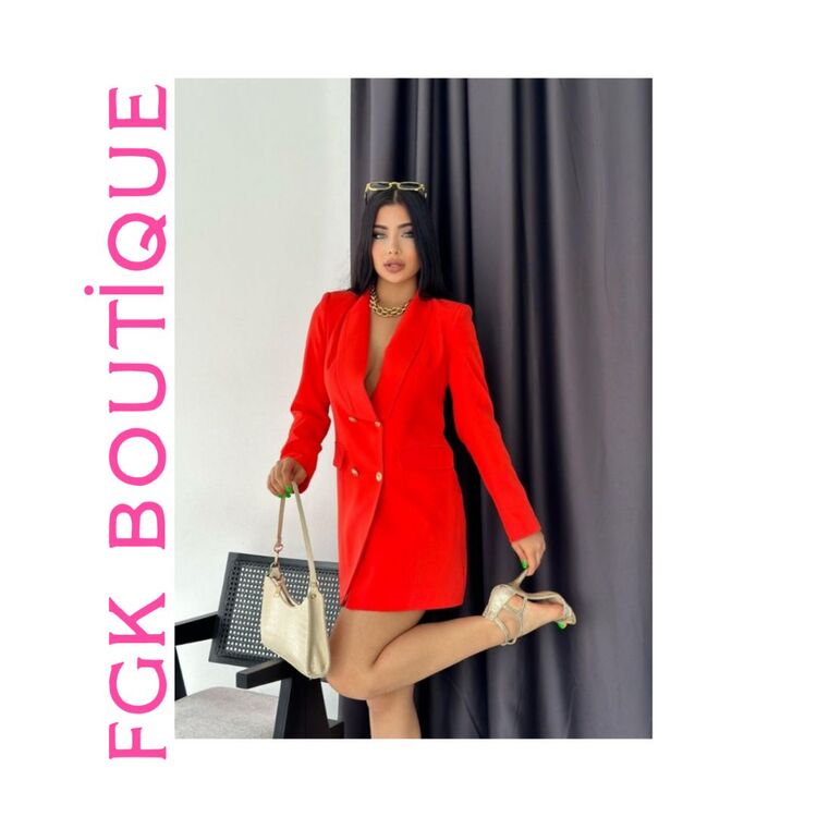 Çift düğmeli blazer ceket elbise