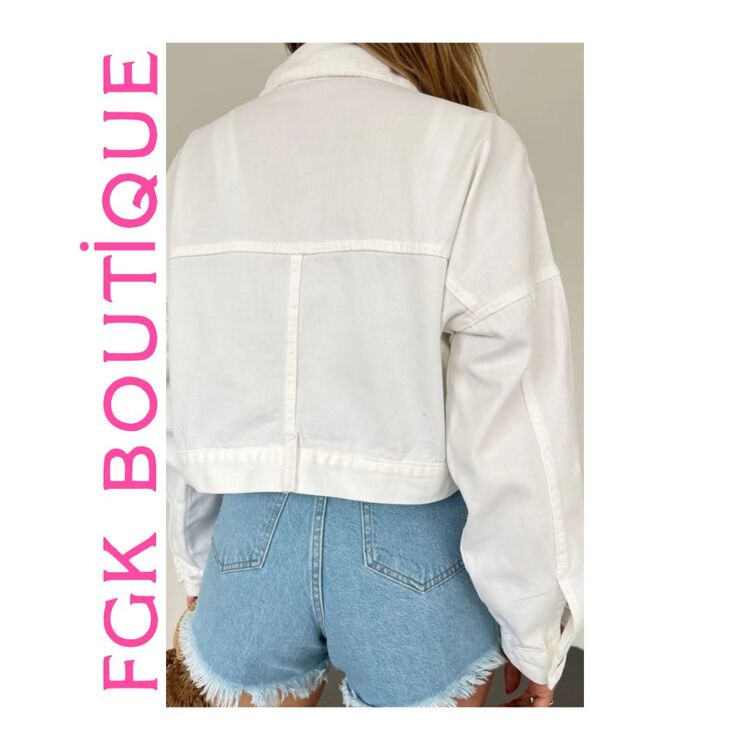 CROP KOT CEKET BEYAZ,MAVİ