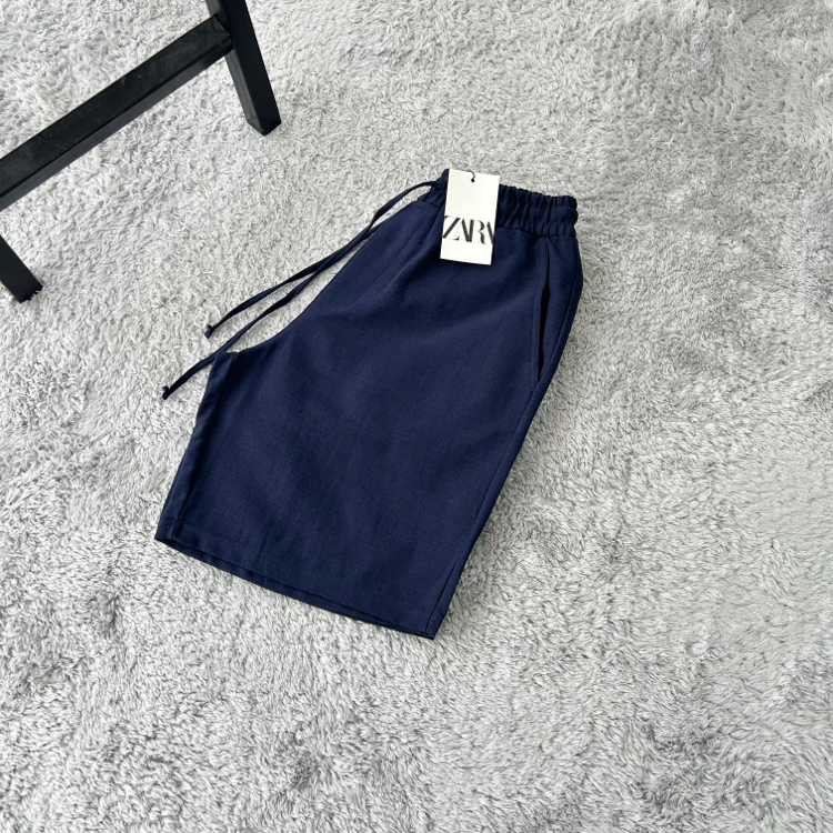 Zara Keten Şort | Lacivert