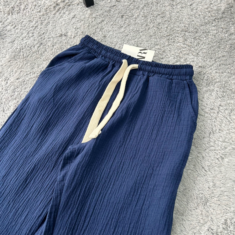 Zara Müslin Keten Baggy Pantolon | Lacivert