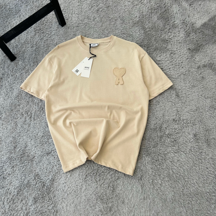 Ami Paris Nakışlı Premium Oversize T-Shirt | Krem