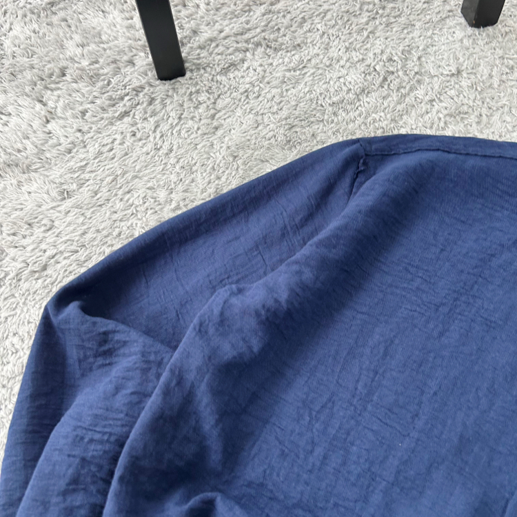 Zara Oversize Pera Keten Gömlek | Lacivert