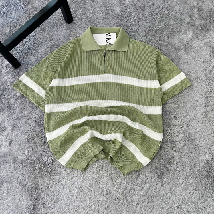 Zara Yarım Fermuarlı Triko Polo Yaka T-Shirt