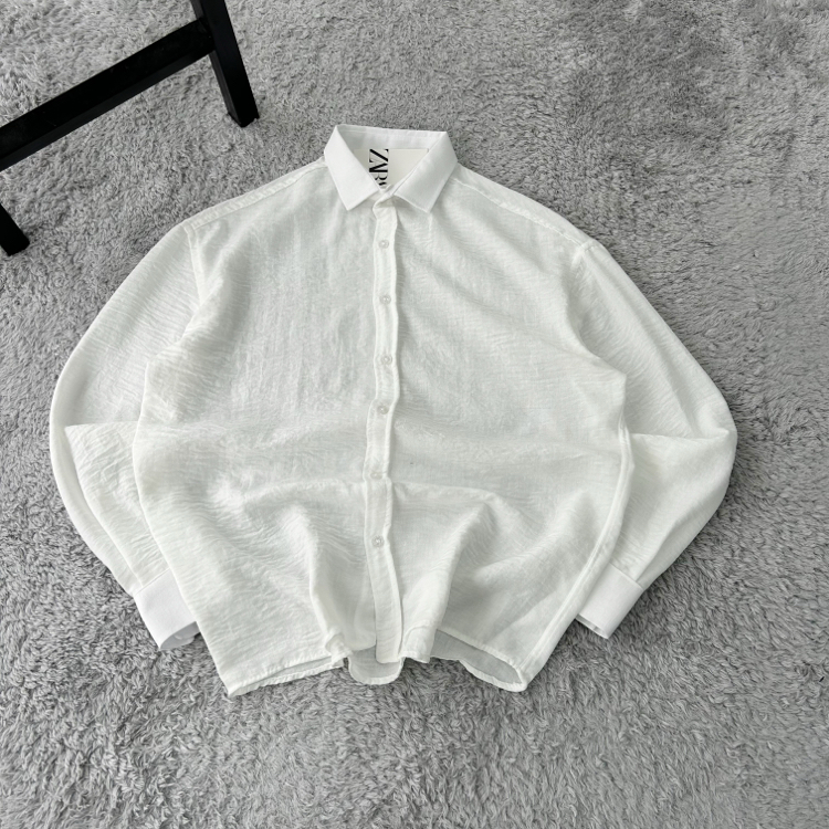 Zara Oversize Pera Keten Gömlek | Beyaz