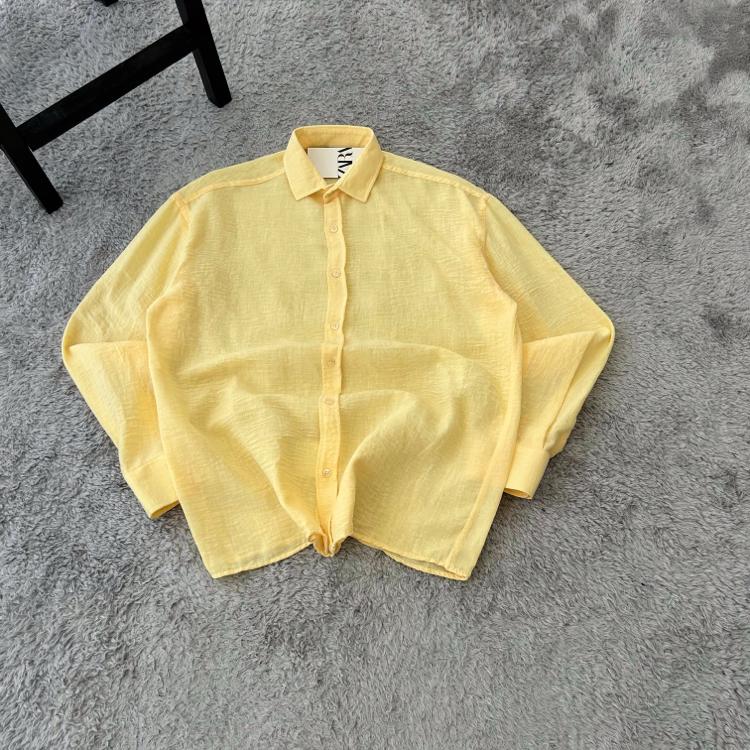 Zara Oversize Pera Keten Gömlek 
