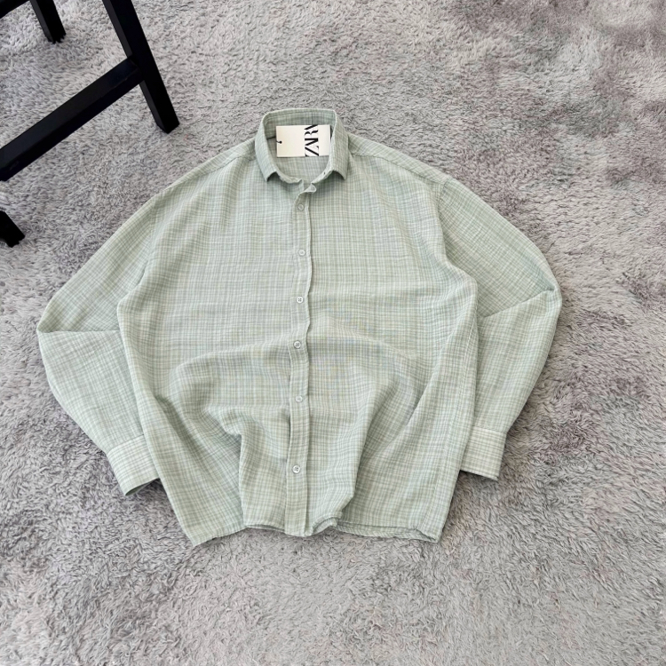 Zara Ekoseli Yazlık Keten Oversize Gömlek 
