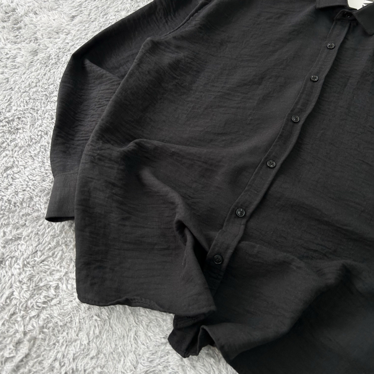 Zara Oversize Pera Keten Gömlek | Siyah