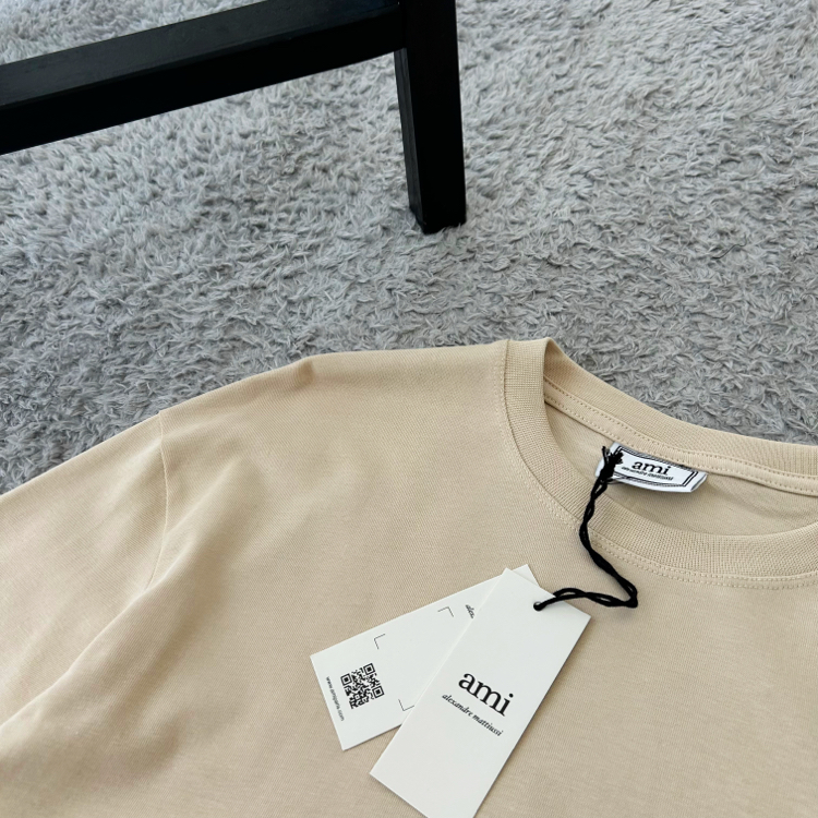 Ami Paris Nakışlı Premium Oversize T-Shirt | Krem