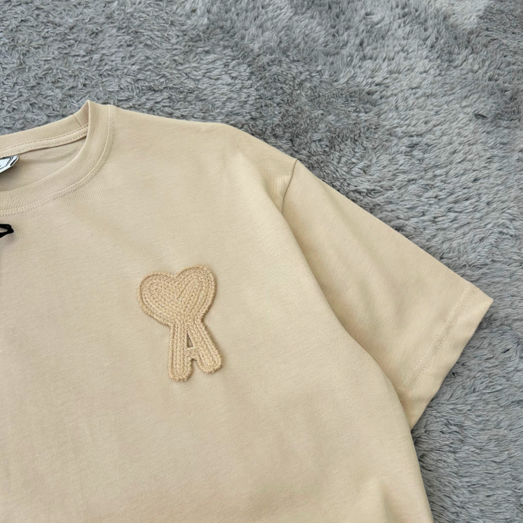 Ami Paris Nakışlı Premium Oversize T-Shirt | Krem