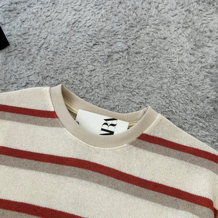 Zara Çizgili Basic Triko T-Shirt