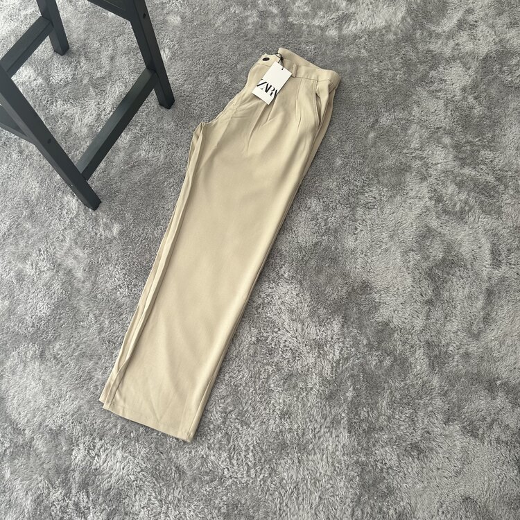 Zara Baggy Fit Kumaş Pantolon | Krem