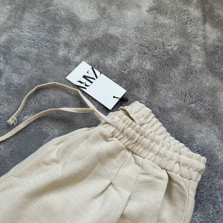 Zara Keten Pantolon | Krem |K1