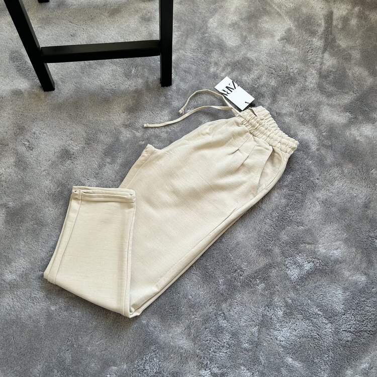 Zara Keten Pantolon | Krem |K1