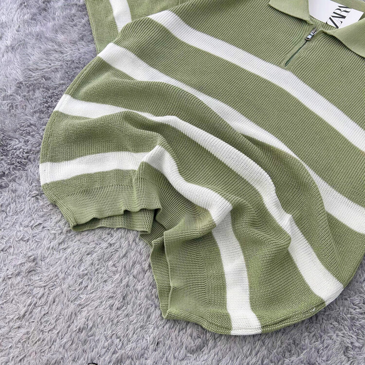Zara Yarım Fermuarlı Triko Polo Yaka T-Shirt