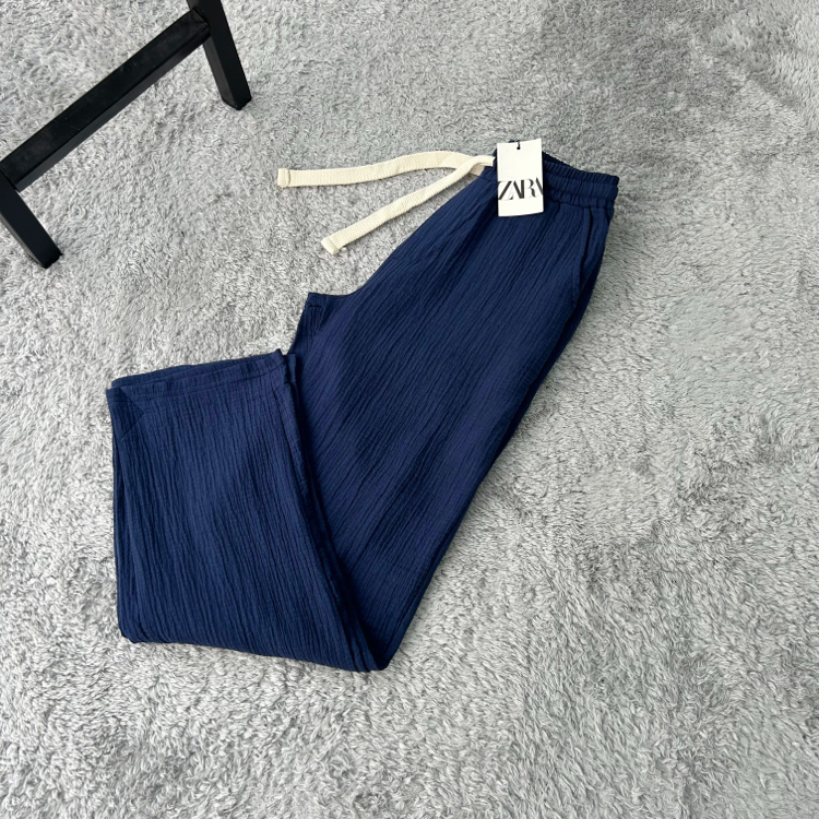 Zara Müslin Keten Baggy Pantolon | Lacivert