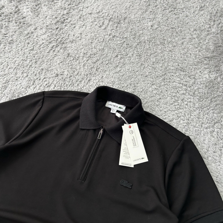 Lacoste Yarım Fermuarlı Premium Polo Yaka T-Shirt | Siyah