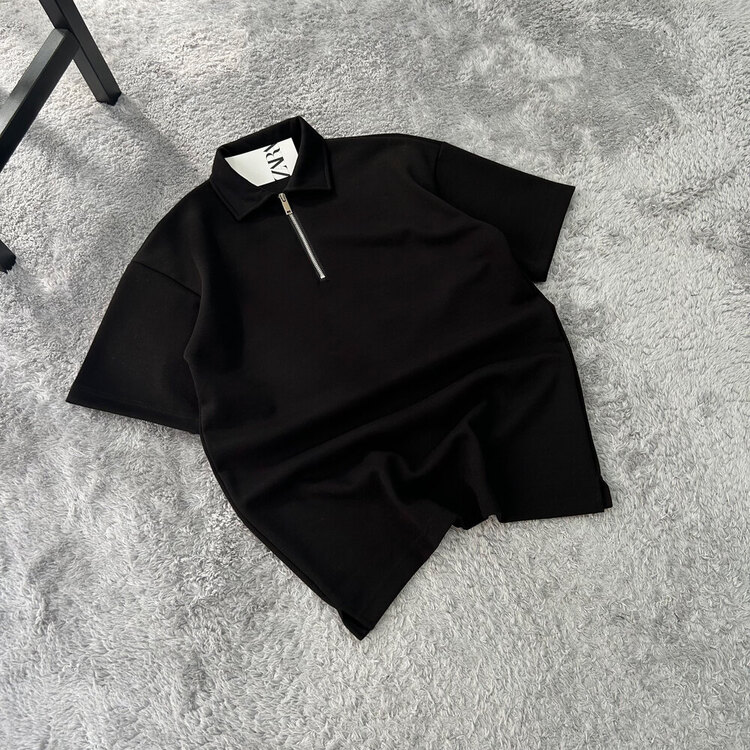 Zara Yarım Fermuarlı High Premium Oversize Polo Yaka T-Shirt