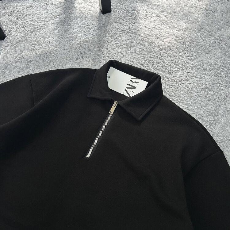 Zara Yarım Fermuarlı High Premium Oversize Polo Yaka T-Shirt