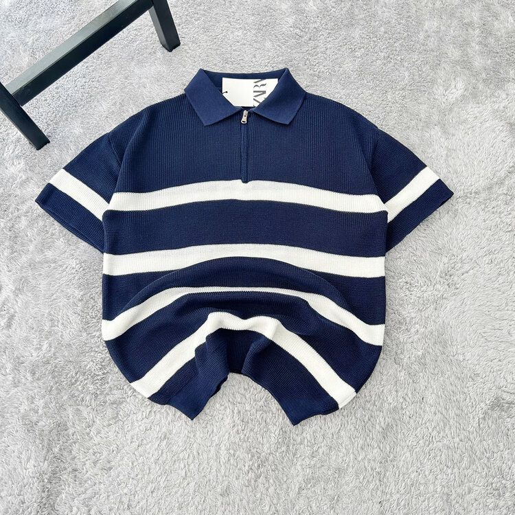 Zara Yarım Fermuarlı Triko Polo Yaka T-Shirt | Lacivert