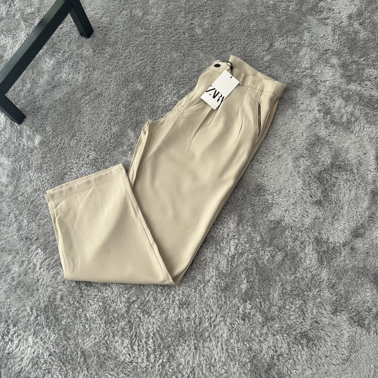 Zara Baggy Fit Kumaş Pantolon | Krem