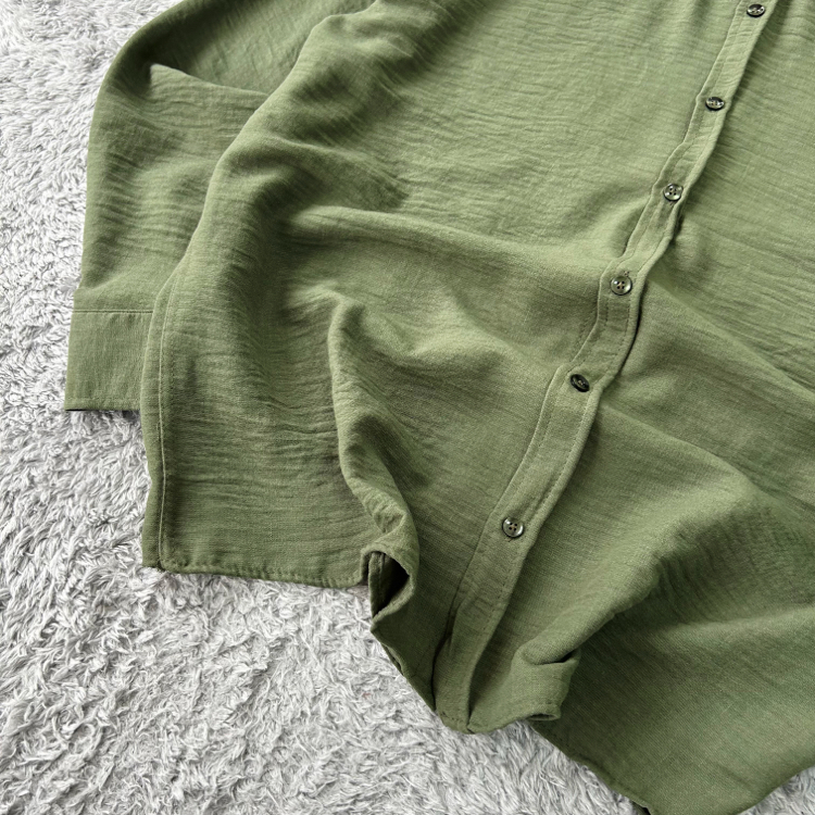 Zara Oversize Pera Keten Gömlek | Haki