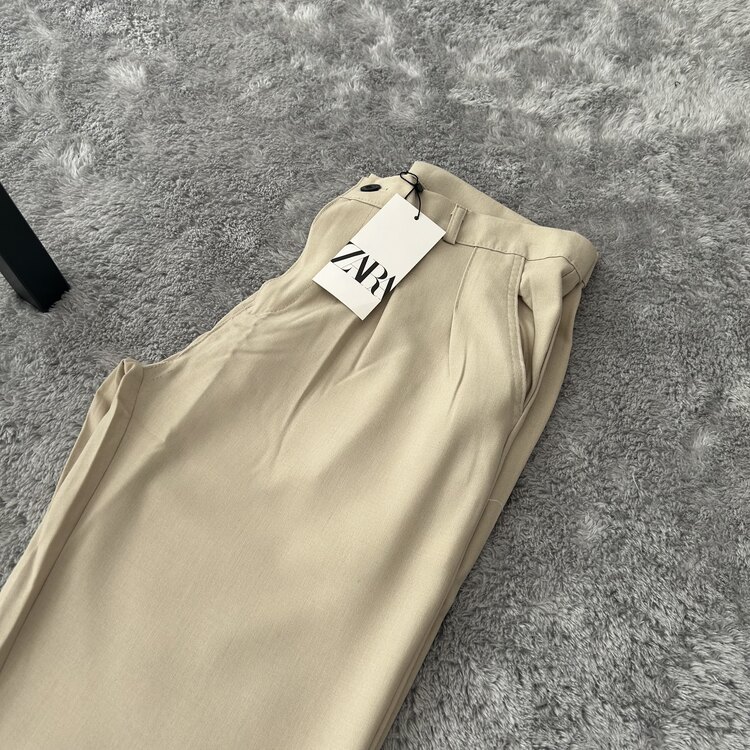 Zara Baggy Fit Kumaş Pantolon | Krem
