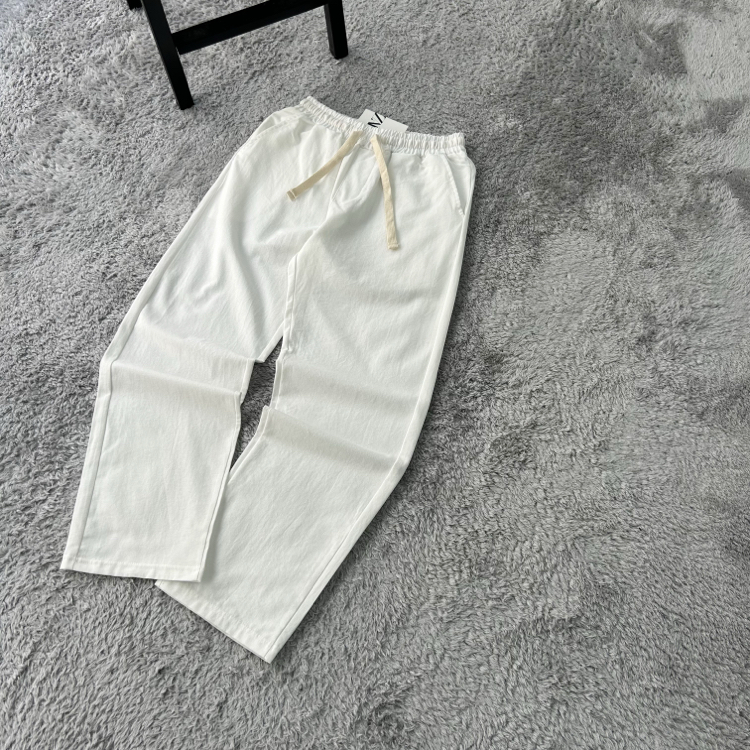 Zara Ham Keten Baggy Pantolon | Beyaz