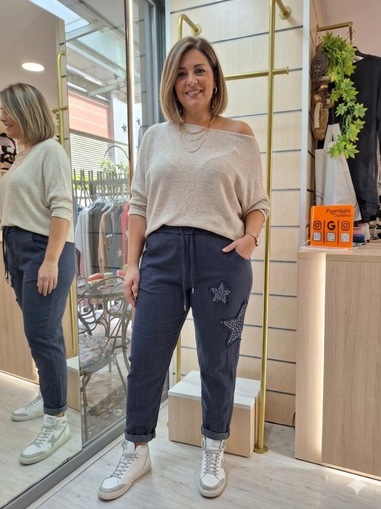 İTALYAN FULL LİKRA YILDIZ DESENLİ PANTOLON