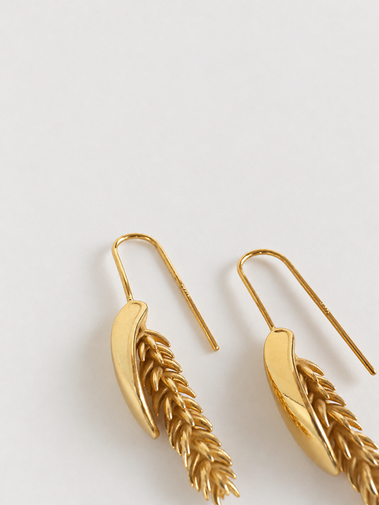 Spike Gümüş Küpe ~ Parlak Gold