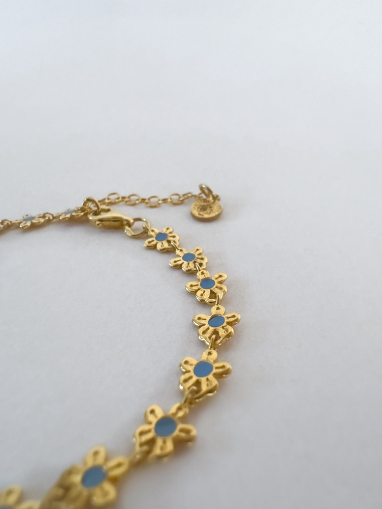 Blue Flower Gümüş Bileklik ~ Gold