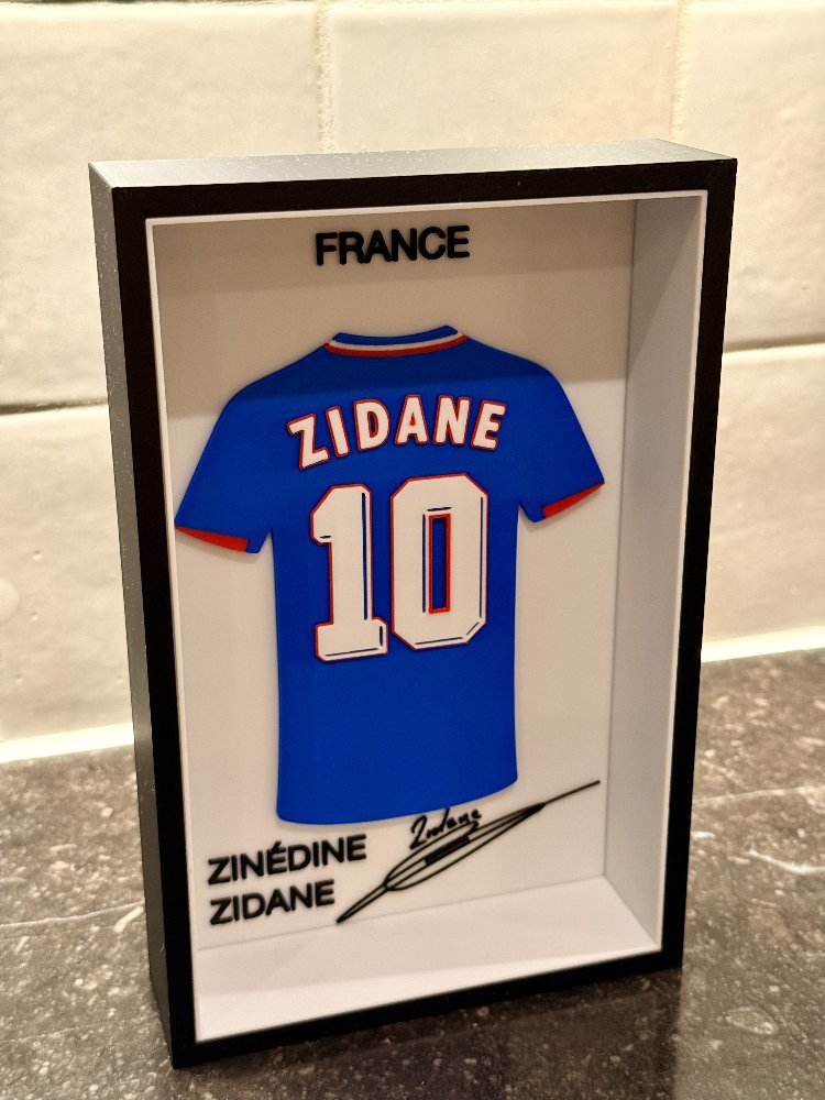 Zinédine Zidane Fransa Milli Takım Özel Tasarım 3 Boyutlu (3D) Premium Çerçeve Forma