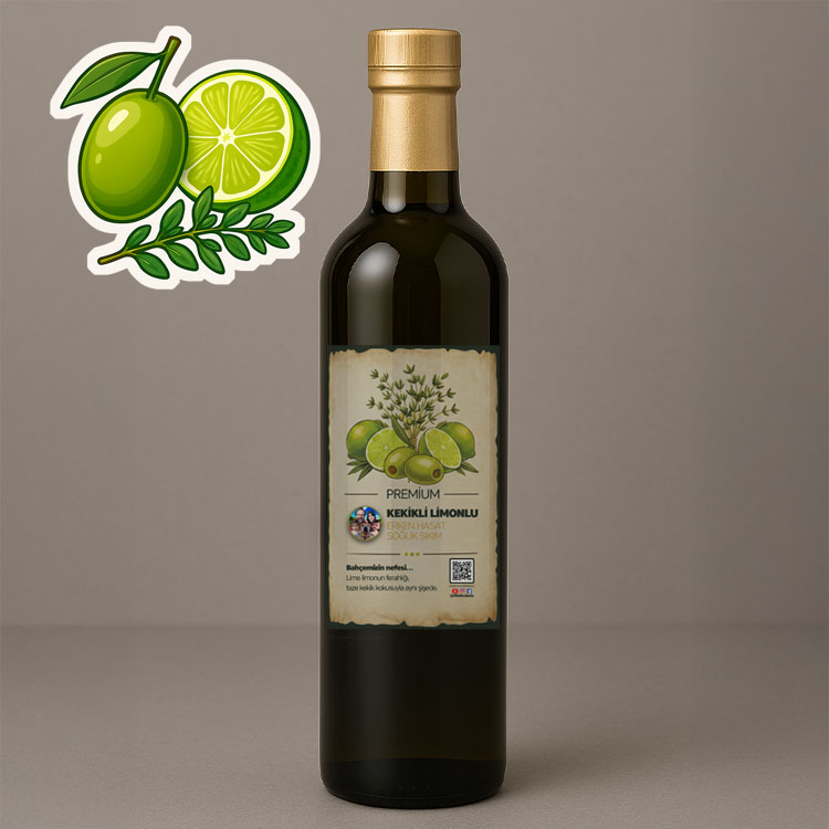 Kekik Lime Limon Soğuk Sıkım Erken Hasat Zeytinyağı Cam Şişe 500ml