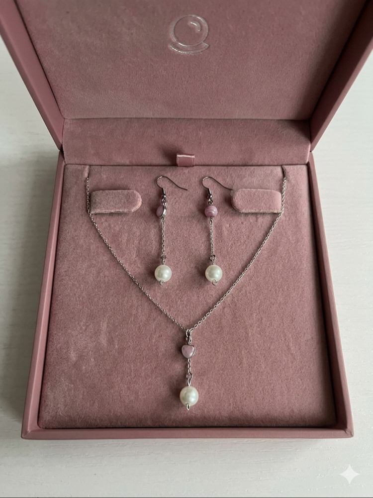 Pinky Pearl Kolye Küpe Set