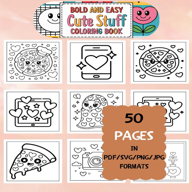 Stuff Coloring Book | Printable Art Book ( 50 Pages, PDF SVG JPG PNG FORMATS)