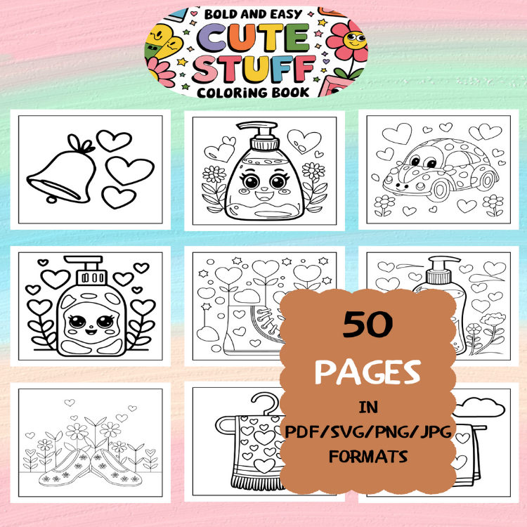 Stuff Coloring Book | Printable Art Book ( 50 Pages, PDF SVG JPG PNG FORMATS)