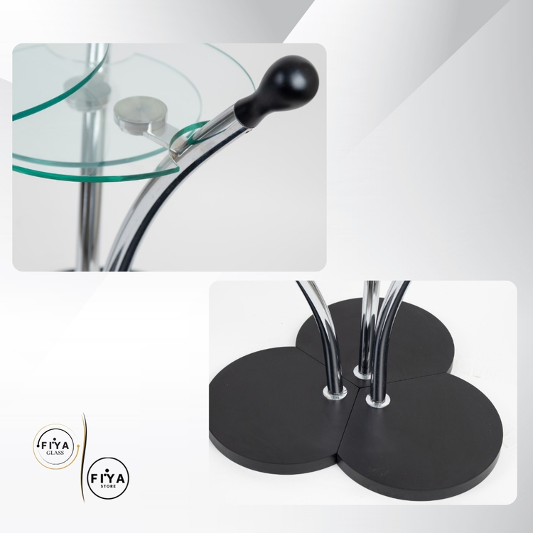 Fiya Glass| Cam Sehpa Seti - Siyah