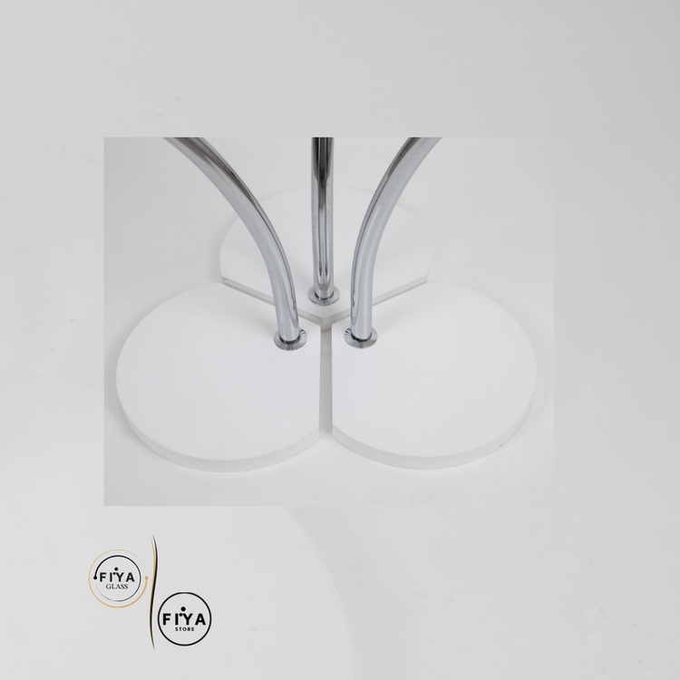 Fiya Glass| Cam Sehpa Seti - Beyaz