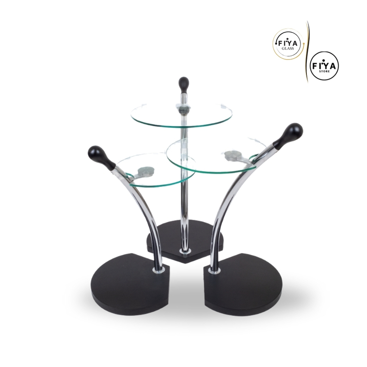 Fiya Glass| Cam Sehpa Seti - Siyah