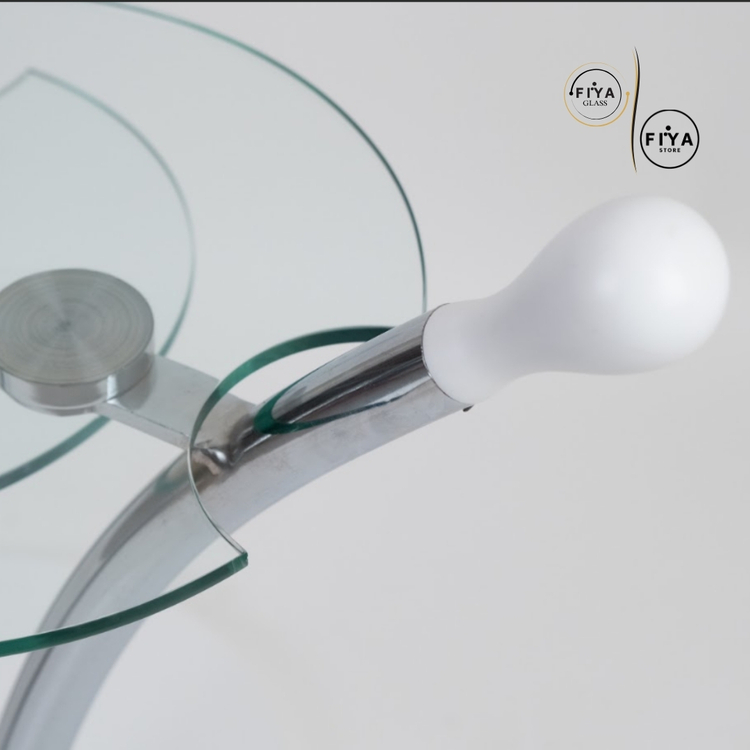 Fiya Glass| Cam Sehpa Seti - Beyaz